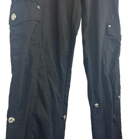 Laura Ashley Black Cargo Pants with Rhinestone Button‎ Detailing Women's Size 4 - Picture 4 of 12